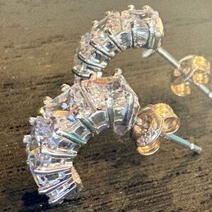 Vintage 14KT White Gold Curved Earrings